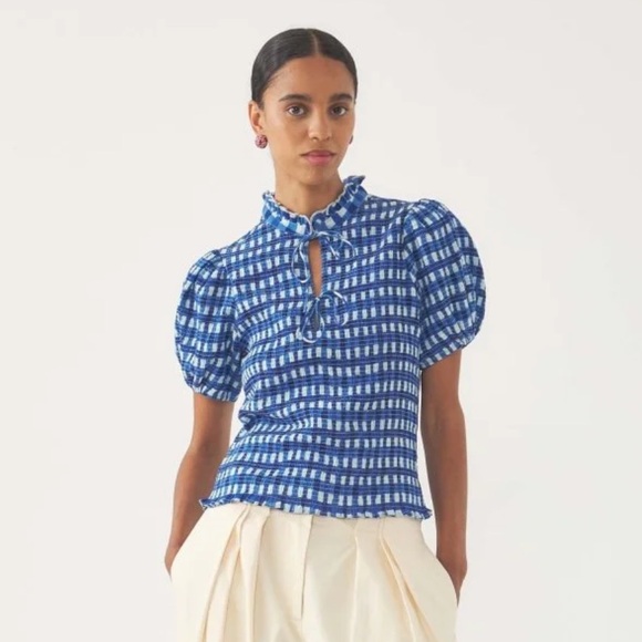 NWT! ANTIK BATIK POLLY SMOCKED BLOUSE IN BLUE - Picture 3 of 7